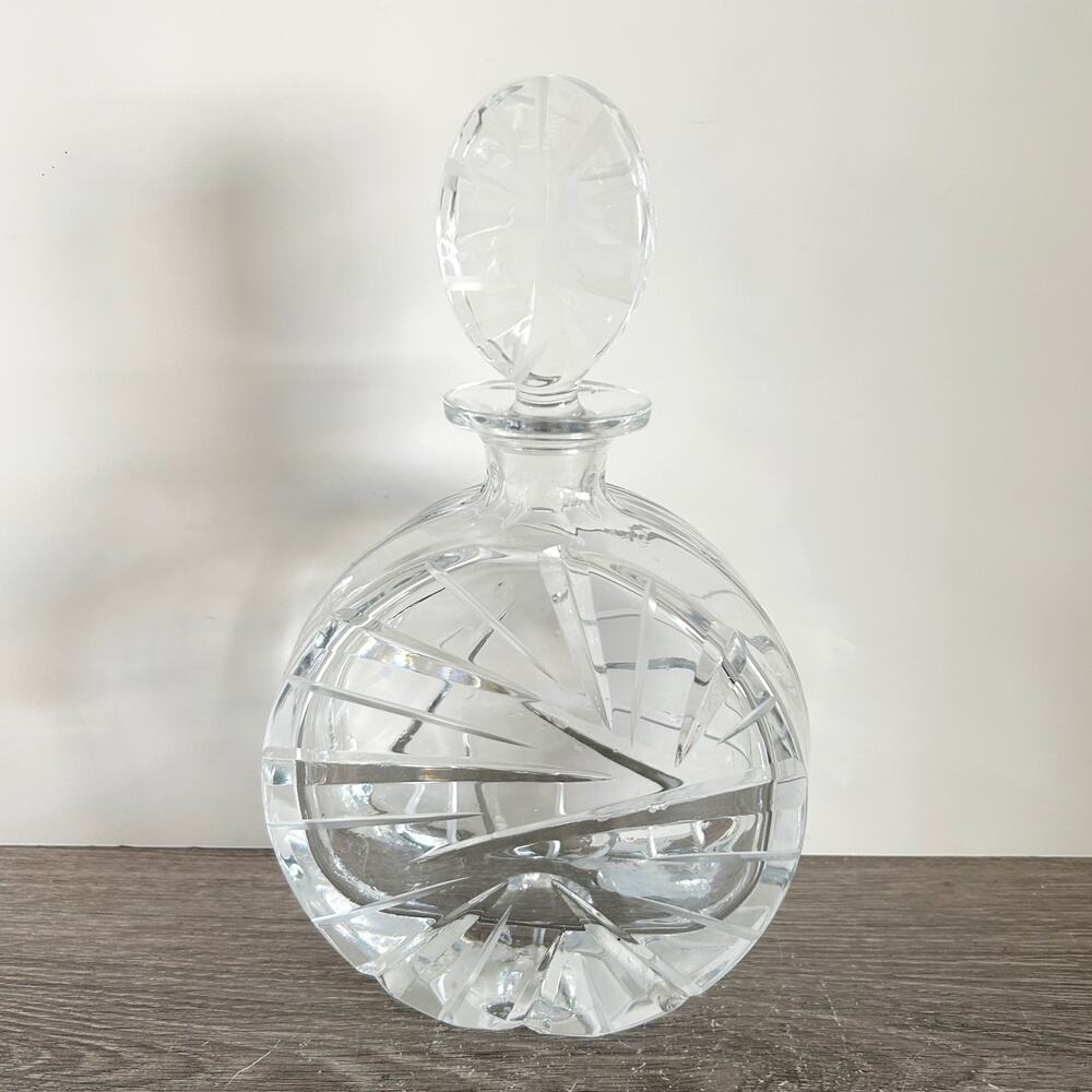 Crystal Czech Bohemian Cut Lead Crystal Whiskey / Liquor Decanter and Topper EUC